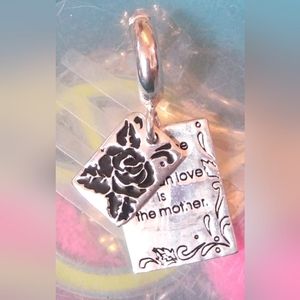 Vintage Silver Etched Rectangular 'Source of Human Love...' Pendant